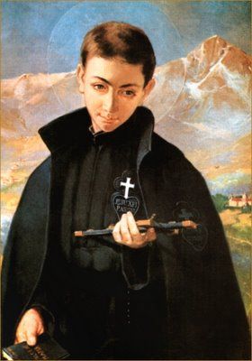 St. Gabriel of Our Lady of Sorrows - 19th century young man who converted from life of fun and excess to spiritual devotion to Our Lady. Patron saint for young people. Feast day - 2/27. Lord, help me to have a profound, simple love of you and of neighbor every day. Pier Giorgio Frassati, Giorgio Frassati, Luis Gonzaga, Catholic Feast Days, St Gabriel, Maria Goretti, Saint Gabriel, Lady Of Sorrows, Don Bosco