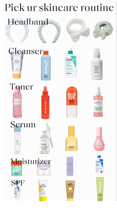 Pick your skincare Skincare List, Skin Care Order, Skincare Product, Moisturizing Serum, Unique Names, Creating A Brand, Company Names, Facial Cleanser, Packing List