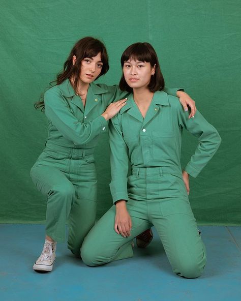 big bud press (@bigbudpress) • Instagram photos and videos Big Bud Press, Band Outfits, Baby Logo, Monochromatic Outfit, Fashion Things, Green Jumpsuit, Older Fashion, Seafoam Green, Cotton Twill