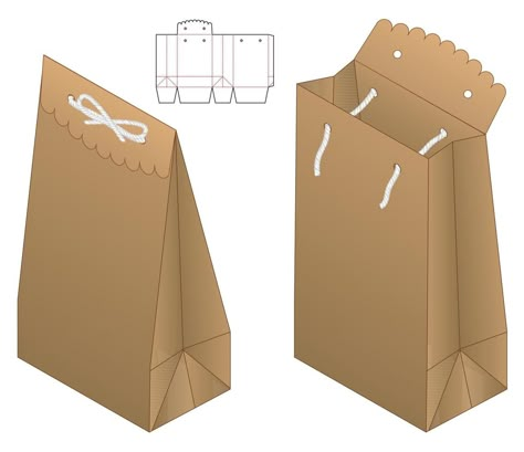 Gift Paper Bags Ideas, Cute Packaging Ideas, Packaging Die Cut, Diy Paper Bag, Paper Box Diy, Paper Bag Design, Paper Bag Crafts, Paper Box Template, Gift Bags Diy