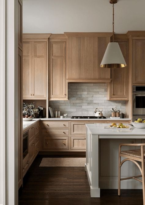 Oak Cabinet Makeover Kitchen Granite Countertops, Soft Maple Kitchen Cabinets, Klearvue Cabinets Kitchen, Pale Wood Kitchen, Dark Wood Floors In Kitchen, Green Island Kitchen, Home Depot Kitchen Cabinets, Dark Kitchen Floors, Apartment Kitchens