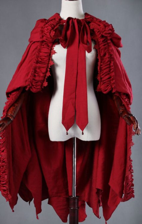 Cerise Hood, Fairy Tale Costumes, Broken Doll, Ren Fair, Clothes Reference, Geometric Fashion, Red Cape, Hooded Cloak, Medieval Fashion