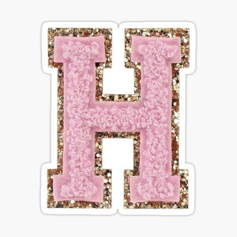 Preppy pink varsity letter H sticker #preppy #pink #letter #sticker Letter H Design, Wallpaper Cantik Iphone, Preppy Wall Collage, Preppy Stickers, Michael Weatherly, Aesthetic Letters, Varsity Letter, K Wallpaper, Pink Letter