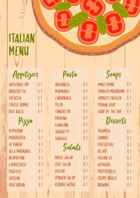 Italian Food Menu Ideas, Appetizers For Restaurant, Italian Catering Menu Ideas, Italy Menu Design, Pasta Menu Design Ideas, Italian Food Menu Design, Pasta Menu Design, Italian Food Night, Italian Menu Ideas