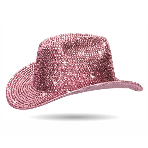 PRICES MAY VARY. ✧【Material】: Crafted from premium polyester material with neon holographic properties, these cowboy hats feature a unique metallic taste. The combination of holographic material and rhinestone diamond embellishments creates a stunning visual appeal. ✧【Size and Fit】: With a circumference of 56-58cm and a brim width of 7.5cm, these rhinestone diamond cowboy hats are designed to comfortably fit most adults, including women, teens, and older kids. The one-size-fits-all approach ensu Pink Glitter Cowboy Hat, Glittery Cowboy Hat, Bedazzled Cowboy Hat, Cow Boy Hats, Glitter Cowgirl Hat, Pink Cowgirl Party, Space Cowgirl Costume, Glitter Cowgirl, Disco Parties