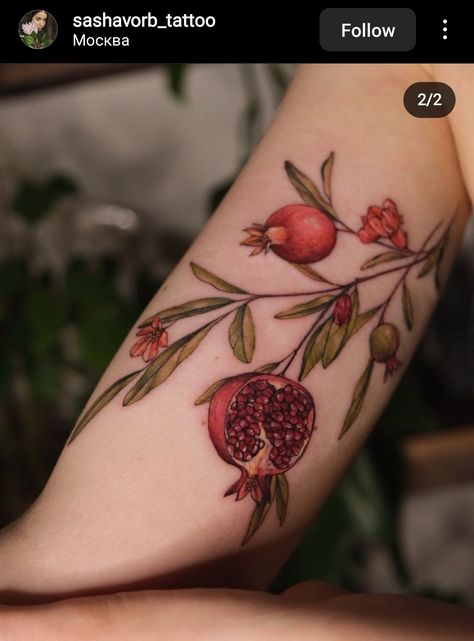 Pomegranate Leaves Tattoo, Pomegranate Plant Tattoo, Pomegranate Vine Tattoo, Pomegranate Tattoo Color, Pomegranate Tattoo Meaning, Snake And Pomegranate Tattoo, Pomegranate Tree Tattoo, Red Pomegranate Tattoo, Traditional Pomegranate Tattoo