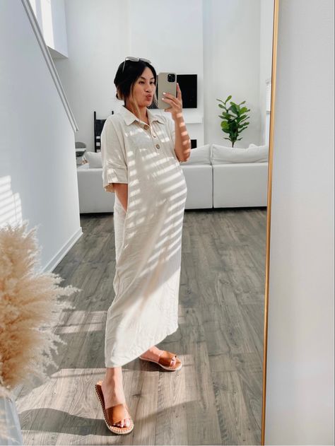 Neutral Beige Linen Maxi Dress | Shop Maternity Dresses Linen Pregnancy Outfit, Maternity Outfits Short Women, Linen Pants Pregnancy Outfit, Church Maternity Outfit, Neutral Maternity Outfit, Spring Summer Maternity Outfits, Neutral Maternity Dress, Pregnancy Clothes Dresses, Summer Pregnancy Outfits Dresses