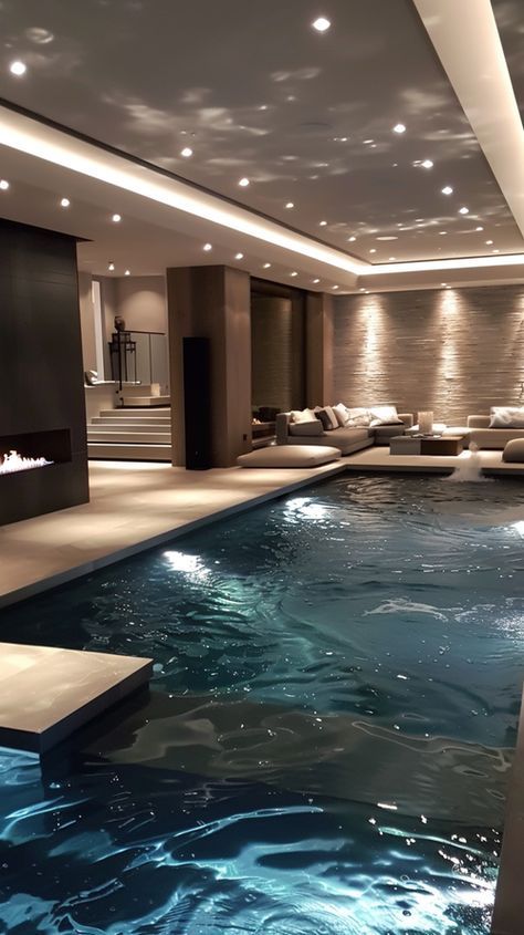 Luxury Indoor Swimming Pool, Indoor Pool House, Inside Pool, Piscina Interior, Indoor Swimming Pool, Dream Life House, Indoor Swimming, Dream House Rooms, Luxury Homes Dream Houses