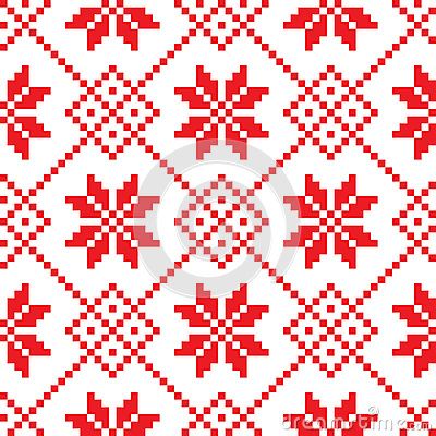 Slovenian Traditional Pattern Ornament. Seamless Background Folk Art Flowers, 8 Bits, Traditional Pattern, Pixel Pattern, Folk Embroidery, Seamless Background, Arte Popular, Artist Books, Christmas Pattern