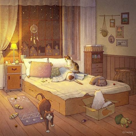 Image may contain: bedroom and indoor Bedroom Aesthetic Cozy, Anime Bedroom, Bedroom Illustration, Bedroom Drawing, Background Drawing, Anime Room, Simple Bedroom, Dreamy Art, Pastel Wallpaper