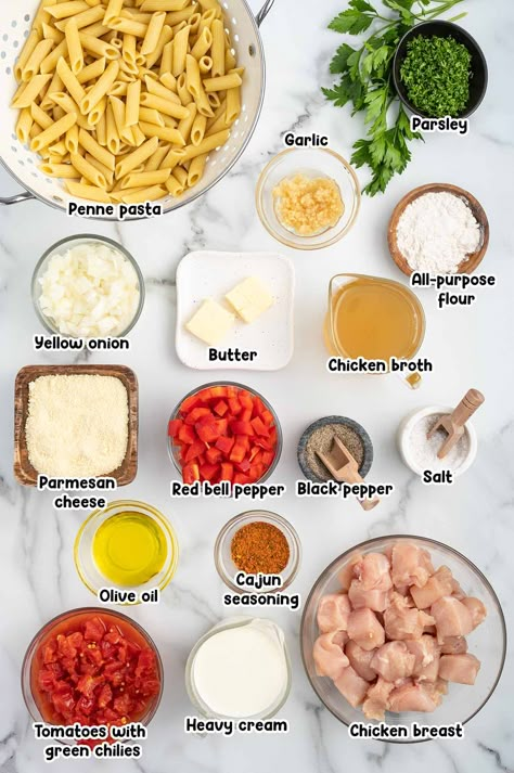 Cajun Chicken Pasta ingredients. How To Make Cajun Pasta, Chicken Rotel Pasta Recipes, Applebees Cajun Chicken Pasta, How To Make Cajun Chicken Pasta, Simple Cajun Pasta, Chilis Cajun Chicken Pasta Copycat, Chillis Cajun Chicken Pasta, Chicken Cajun Pasta Recipes, Red Sauce Chicken Pasta