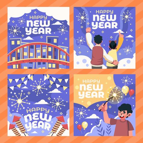 New Year Pubmat Ideas, New Year Poster Design Ideas 2024, New Year Layout Design, Happy New Year Pubmat, Celebration Design Poster, Happy New Year Design Poster, Happy New Year Posters, New Years Design Graphic, New Year Card Design Ideas