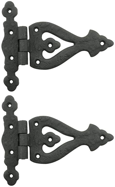 Black Wrought Iron Door Strap Hinge 5 3/8" Long Decorative Victorian Style Rust Resistant Flush Door Hinges for Cabinet, Barn Or Shed Doors with Hardware | Renovators Supply Manufacturing Pack of 2 - - Amazon.com Black Door Hinges, Rustic Cabinet Doors, Installing French Doors, Cafe Door, Strap Hinges, Hinges For Cabinets, Rustic Cabinets, Shed Doors, Wood Magazine