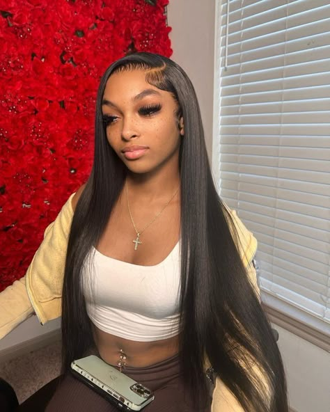 Black Side Part Wig Straight, Wig Installation, Wig Installs, Brazilian Straight Human Hair, Frontal Wig Hairstyles, Human Hair Wigs Blonde, Jet Black Hair, Lace Fronts, Quick Weave Hairstyles