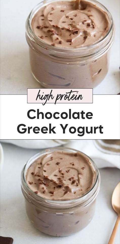 This chocolate Greek yogurt recipe makes a creamy mousse or pudding that's perfect for a dessert bowl. It’s a healthy dessert that’s high protein and rich like a yogurt chocolate mousse. This Greek yogurt dessert tastes like chocolate pudding with no cottage cheese, and it's the best chocolate mousse for a guilt free treat. Greek Yogurt Chocolate Mousse, Yogurt Chocolate Mousse, Protein Chocolate Mousse, Best Chocolate Mousse, Greek Yogurt Snacks, Yogurt Dessert Recipes, Greek Yogurt Chocolate, Greek Yogurt Dessert, Greek Yogurt Recipe