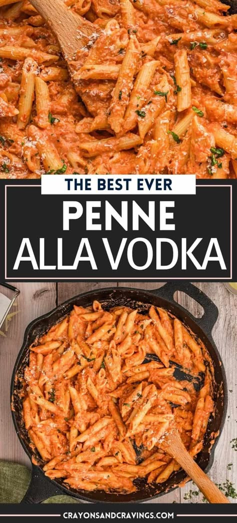 Penne alla Vodka Pasta Alla Vodka Recipes, Penne Vodka Sauce Recipe, Chicken Penne Alla Vodka, Alla Vodka Pasta Recipes, Pasta With Vodka Sauce Recipes, Best Vodka Pasta Recipe, Vodka Sauce With Prosciutto, Chicken Vodka Pasta Recipes, Ground Beef Vodka Pasta