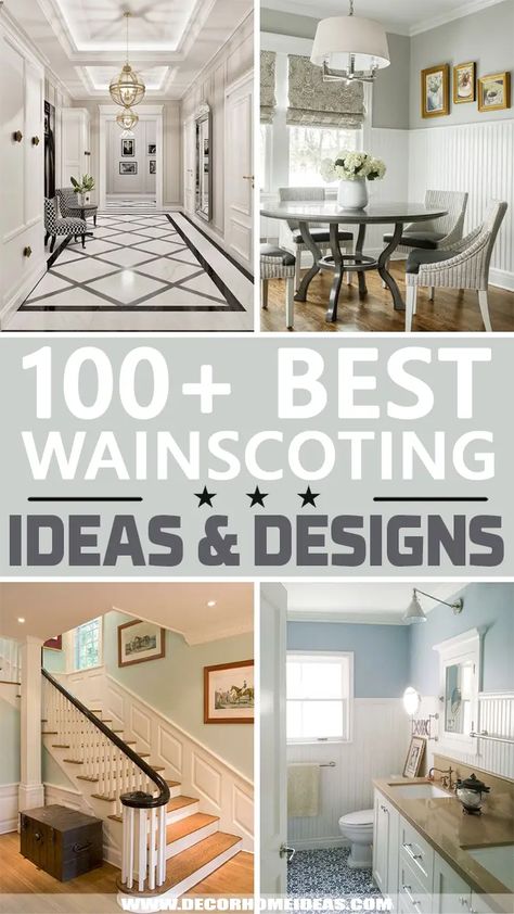 Wainscoting Throughout House, Wainscoting Ideas High Ceiling, Entryway With Wainscotting, Wainscoting Design Ideas, Hallway With Wainscotting, Living Room Wainscoting Ideas Modern, Dining Room Paint Color With Wainscoting, Wainscoting Paint Ideas Colour, Light Gray Wainscoting