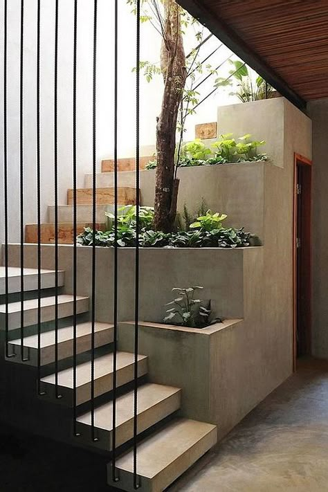 Concrete Staircase, Escalier Design, Staircase Decor, Outdoor Stairs, Modern Garden Design, Home Stairs Design, Modern Stairs, Interior Stairs, Modern Staircase