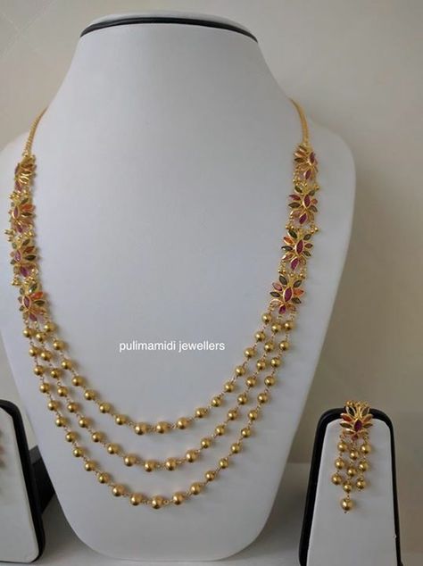 10gms Gold Jewellery, 32grams Gold Haram, Cb Chandraharam, Pearls Haram Designs, Layer Gold Necklace Indian, Layer Chain Gold Indian, 10 Gms Gold Necklace Indian, Layered Necklaces Gold Indian, 10gms Gold Necklace Designs