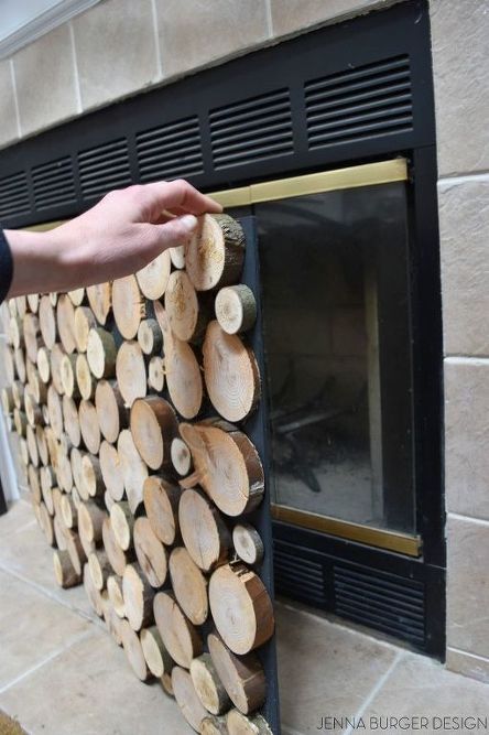 faux stacked log fireplace screen, crafts, fireplaces mantels Diy Fireplace Screen, Fireplace Screen Ideas, Burger Design, Fireplace Redo, Log Fireplace, Fireplace Cover, Farmhouse Fireplace, Fireplace Screen, Faux Fireplace