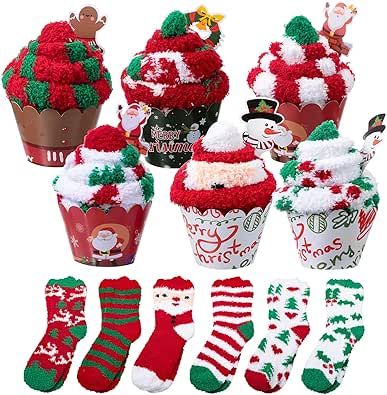 Unique Teacher Christmas Gifts, Fuzzy Sock Cupcakes, Christmas Fuzzy Socks, Employee Holiday Gifts, Cupcakes Christmas, Sock Cupcakes, Corporate Holiday Gifts, Coworkers Christmas, Easy Christmas Gifts