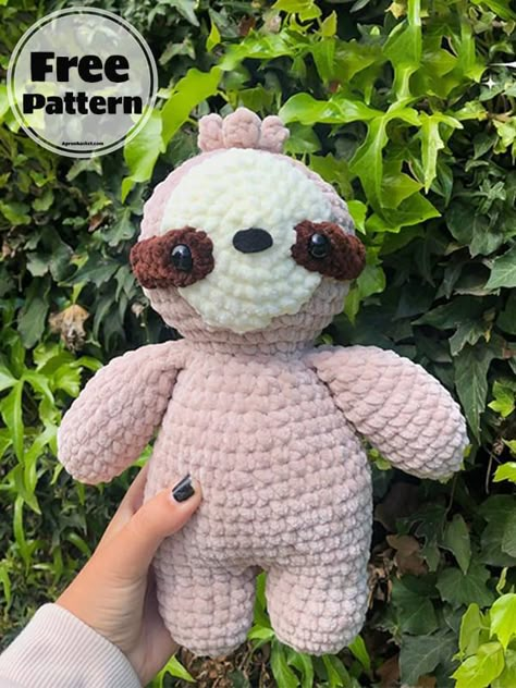 Crochet Patterns Stuffed Animals Easy, Crochet Huggable Animal, Fluffy Crochet Amigurumi, Crochet Sloth Lovey Free Pattern, Crochet Pig Pattern Free No Sew, Crochet Stuffie Patterns, Wombat Crochet Pattern Free, Quick Crochet Stuffies, Plush Yarn Amigurumi Free Pattern