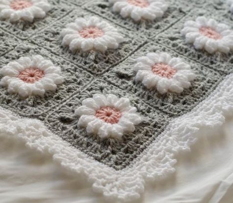 Puff Daisy Afghan - Crochet 365 Knit Too #crochetlove #crochet #crochetafghan Daisy Afghan, Crochet Conversion Chart, Knitted Squares, Crochet Octopus, Crochet Abbreviations, Crochet Daisy, Granny Square Blanket, Afghan Pattern, Crochet Granny Squares