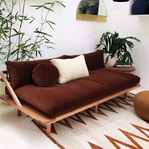 Futon Cushions, Diy Couch, Diy Sofa, Wooden Sofa, Bed Styling, Fitted Silhouette, 인테리어 디자인, Futon, Sofa Design