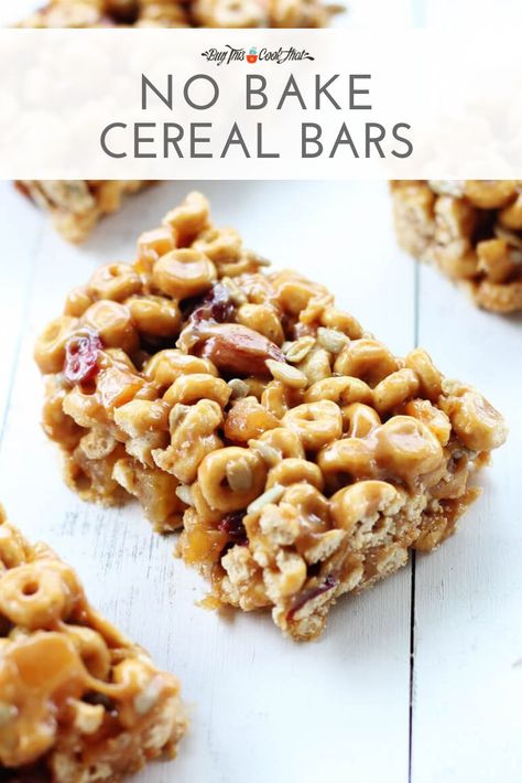 Wholesome No Bake Cereal Bars #ad Everyone needs a tasty and easy recipe for no bake cereal bars, right? These wholesome, sweet treats are perfect for breakfast on the go, lunch box desserts, and after school snacking. Plus, thanks to General Mills, Dollar General, and Box Tops for Education, you can help your school earn money by using Honey Nut Cheerios and Lucky Charms. #ad #nobakecerealbars #cerealbars #nobakedesserts #afterschoolsnacks #backtoschoolsnacks Recipes That Use Cheerios, Honey Nut Cheerios Recipes Healthy Cereal Bars, Cheerios Cereal Bars, Honey Nut Cheerios Recipes, No Bake Cereal Bars, Cheerios Snacks, Cheerio Treats, Cheerios Recipes, Cereal Bars Recipes