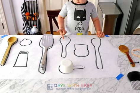 kitchen match-up for toddlers Easy Learning Activities, Preschool Food, Preschool Cooking, Cooking Theme, Baking Theme, Mini Chef, Easy Toddler Activities, Morning Activities, Instagram Kitchen