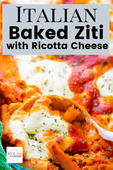 Authentic Baked Ziti Recipe, Ziti With Ricotta Cheese, Recipe For Baked Ziti, Italian Baked Ziti, Ricotta Cheese Recipe, Baked Ziti With Ricotta, Homemade Italian Meatballs, Ricotta Cheese Recipes, Easy Baked Ziti