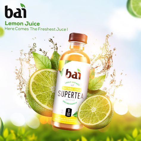 bai on Behance Fruit Juice Packaging, Sports Drinks, Juice Packaging, Bottle Design Packaging, Lemon Drink, Bottle Label Design, Social Media Advertising Design, Uber Eats, Food Graphic Design