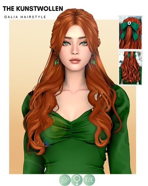 Dalia hairstyle | Patreon The Kunstwollen, Sims 4 Curly Hair, Ts4 Hair, Mod Hair, Sims Packs, Sims 4 Cc Hair, Pelo Sims, The Sims 4 Packs, Free Sims 4