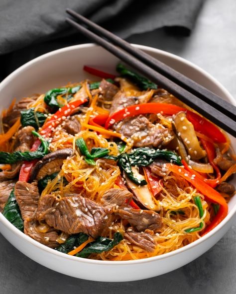 Cantonese Beef, Korean Japchae, Jap Chae, Japchae Noodles, Korean Sweet Potato Noodles, Marions Kitchen, Chow Fun, Korean Sweet Potato, Noodles Ideas