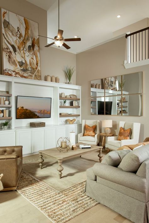 Tv Built In Wall Unit High Ceiling, Built In On Vaulted Wall, Tv Unit High Ceiling, Tv Wall Decor Tall Ceilings, Living Room With Weird Angles, Tv Wall Design For High Ceiling, Large Wall Decor Living Room Vaulted Ceilings, Tv Built In Wall Unit Tall Ceiling, High Ceiling Living Room Shelves