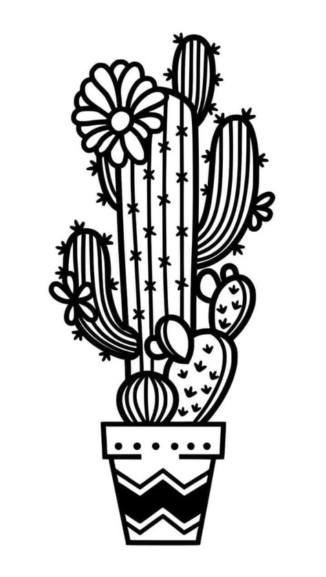 Svg Pictures, Cactus Drawing, Printable Coloring Sheets, Soyut Sanat Tabloları, Cactus Art, Tattoo Outline, Coloring Book Art, Cricut Projects Vinyl, Doodle Drawings