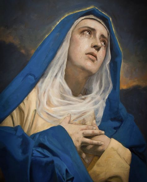 Virgin Mary Painting, Virgin Mary Art, Rennaissance Art, Christian Artwork, Our Lady Of Sorrows, Religious Paintings, Mary And Jesus, Biblical Art, Arte Inspo