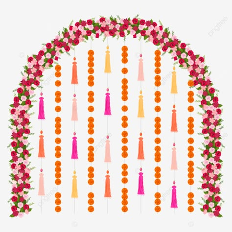 Haldi Backdrop Illustration, Indian Wedding Elements Illustration, Indian Backdrop Ideas, Indian Wedding Elements, Haldi Mehndi Decoration, Indian Marigold, Wedding Blossom, Ramayana Story, Wedding Illustration Card