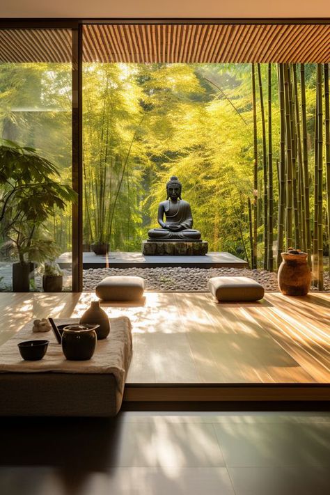 Meditation Room Design, Zen Interior Design, Yoga Room Design, Outdoor Meditation, Zen Interiors, Zen House, Meditation Studio, Meditation Rooms, Meditation Garden