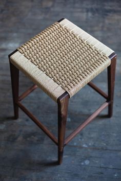 Travis Stool — Common Species | Heirloom Objects and Furniture Outdoor Wine Bar, Woven Furniture Design, Corner Shelf Design, Danish Modern Chairs, Home Office Furniture Design, Stool Sample, Danish Cord, Wooden Words, Danish Furniture Design