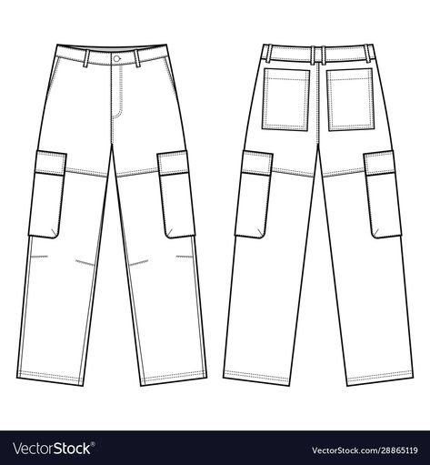 Cargo Pants Flat Sketch, Cargo Pants Template, Cargo Pants Sketch, Cargo Pants Fashion, Fashion Sketches Men, Celana Kargo, Shorts Drawing, Pants Drawing, Utility Cargo Pants