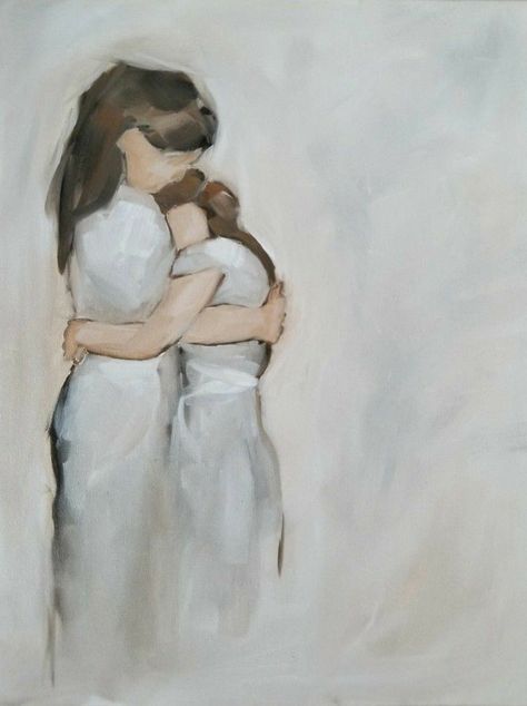 Hugging Mom And Daughter, Mom Hugging Daughter, Mother And Daughter Painting, Mom Daughter Love, Mother And Baby Art, Mother And Daughter Drawing, Motherhood Illustration, Mother Daughter Art, Meditation Scripts