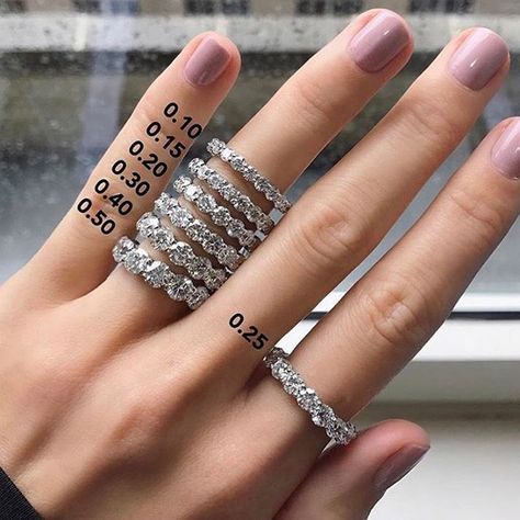 ❤️ Love this one from @ringconcierge ! The carats listed next to them are the weights of the individual diamonds... the total carat weight depends on your finger size when dealing with eternity bands  what do you all think? I use not like eternity bands but currently I am craving one! Round Diamond Eternity Band, Kids Rings, Diamond Eternity Band, Princess Wedding, Eternity Ring Diamond, Shiny Things, Eternity Band Diamond, Diamond Eternity, Eternity Band