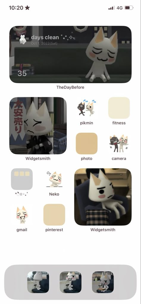 Toro Inoue Iphone Layout, Toro Inoue Homescreen Layout, Phone Theme Ideas Colorful, Toro Wallpaper Iphone, Toro Inoue Phone Theme, Toro Phone Theme, Toro Cat Wallpaper, Ios 16 Cat Wallpaper, Phone Inspiration Layout