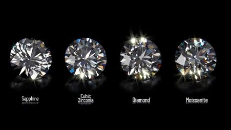 Moissanite Vs. Cubic Zirconia Vs. White Sapphire - Diamond101 Hidden Colors, Diamond Alternatives, Perfect 10, Vs Diamond, Price Tags, White Sapphire, 1 Carat, Gemstone Colors, Diamond Shapes