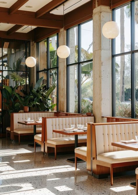 A restaurant architecture cafeteria furniture. | premium image by rawpixel.com / Pinn Small Town Restaurant Aesthetic, Brunch Restaurant Design, Cafe Aesthetic Interior Design, Chill Restaurant, Cafeteria Furniture, Inside Building, Coffee Toffee, Restaurant Background, Aesthetic Interior Design