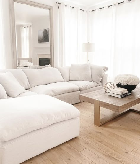 RESTORATION HARDWARE CLOUD SOFA COPYCAT Restoration Hardware Cloud Sofa, Restoration Hardware Cloud Couch, Affordable Living Room Decor, White Couch Living Room, Unique Home Decor Ideas, White Sectional, White Couch, Small Space Living Room, Living Room Bathroom