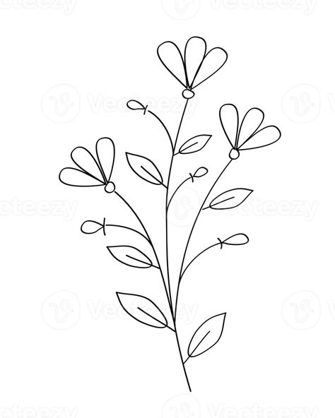 Flower Outline Drawing Simple, Flower Outline Drawing, Line Floral Design, Simple Flower Outline, Outline Of Flowers, Embroidery Outline, Outline Flower, Flowers Simple, Flower Outline