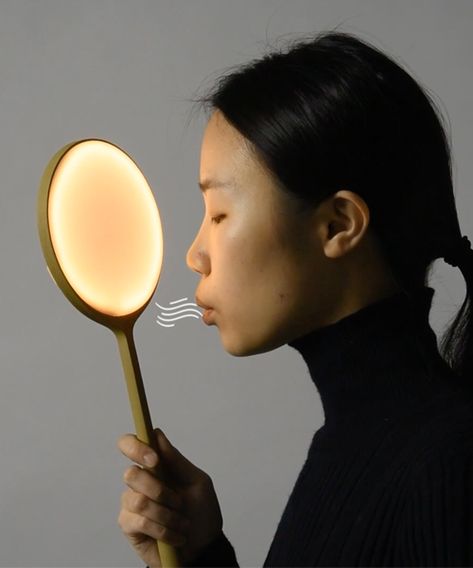 xinyue yang's sensor-enabled lamp lights like fire Sensor Light, Fire Lamp, Interactive Design Ideas, Interactive Lighting Design, Puzzle Lights, Interactive Lighting, Smart Materials, Innovative Architecture, Plastic Lights