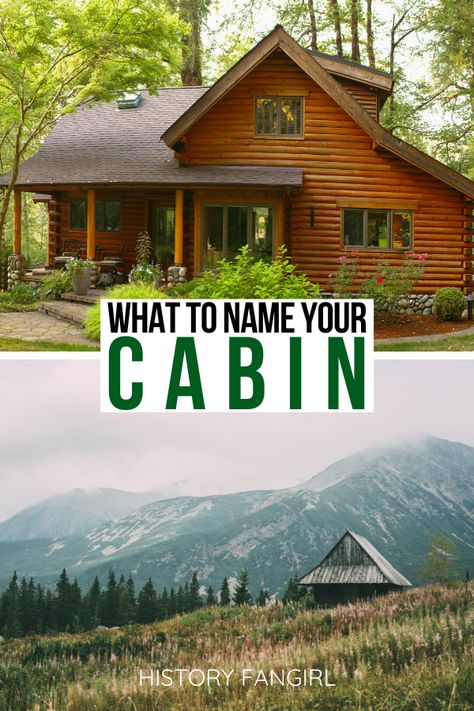 Wondering what to name your cabin? Here are over a hundred cabin names and a glossary of cabin terms you can use to build your own! cabin name ideas | cabin names clever | cabin names signs | cabin name ideas rustic | funny cabin name ideas | lake cabin names | mountain cabin names | american cabin names | canadian cabin names | creepy cabin names | log cabin names | camping names | cottage names | literary cabin names | game of thrones cabin names | harry potter cabin names | cabin name puns River House Decorating Ideas Cabin, Cabin Chronicles, Road Name Ideas, Up North Cabin Decor, Cabin Names, Cabin Must Haves, Canadian Cabin, Cabin Decorating, River Cabin Decorating Ideas